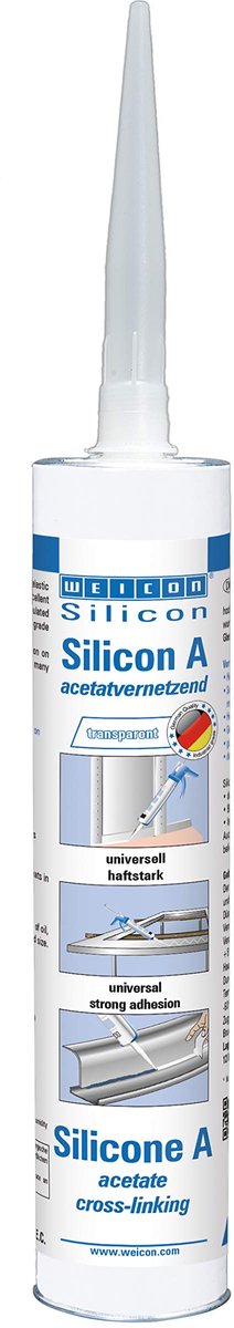 WEICON Silicon A 310 ml transparant | permanent elastisch siliconen